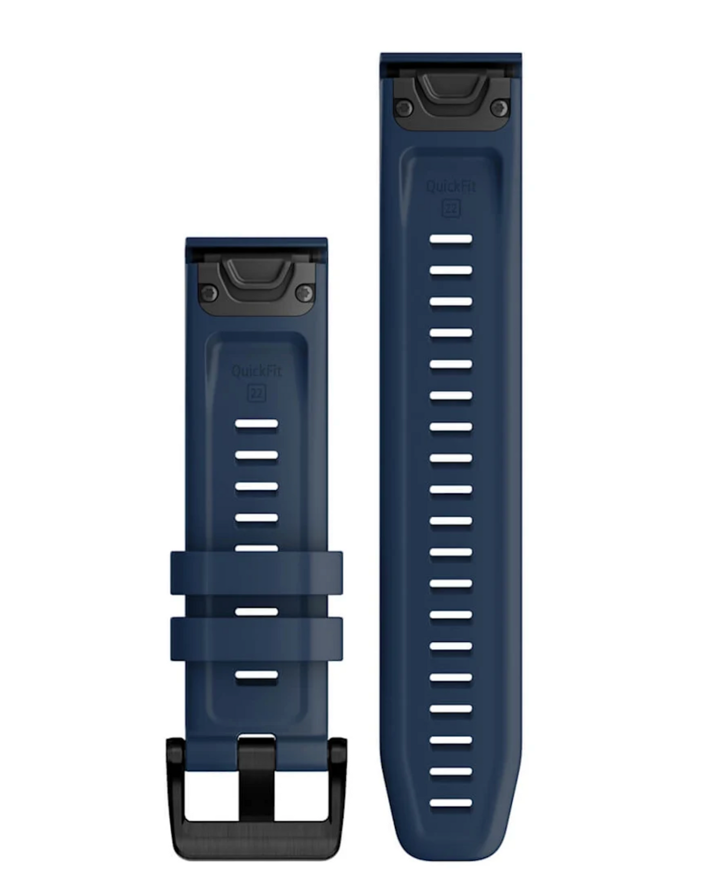 Correa de Silicona QuickFit® 22 Azul, componentes de acero inoxidable en negro