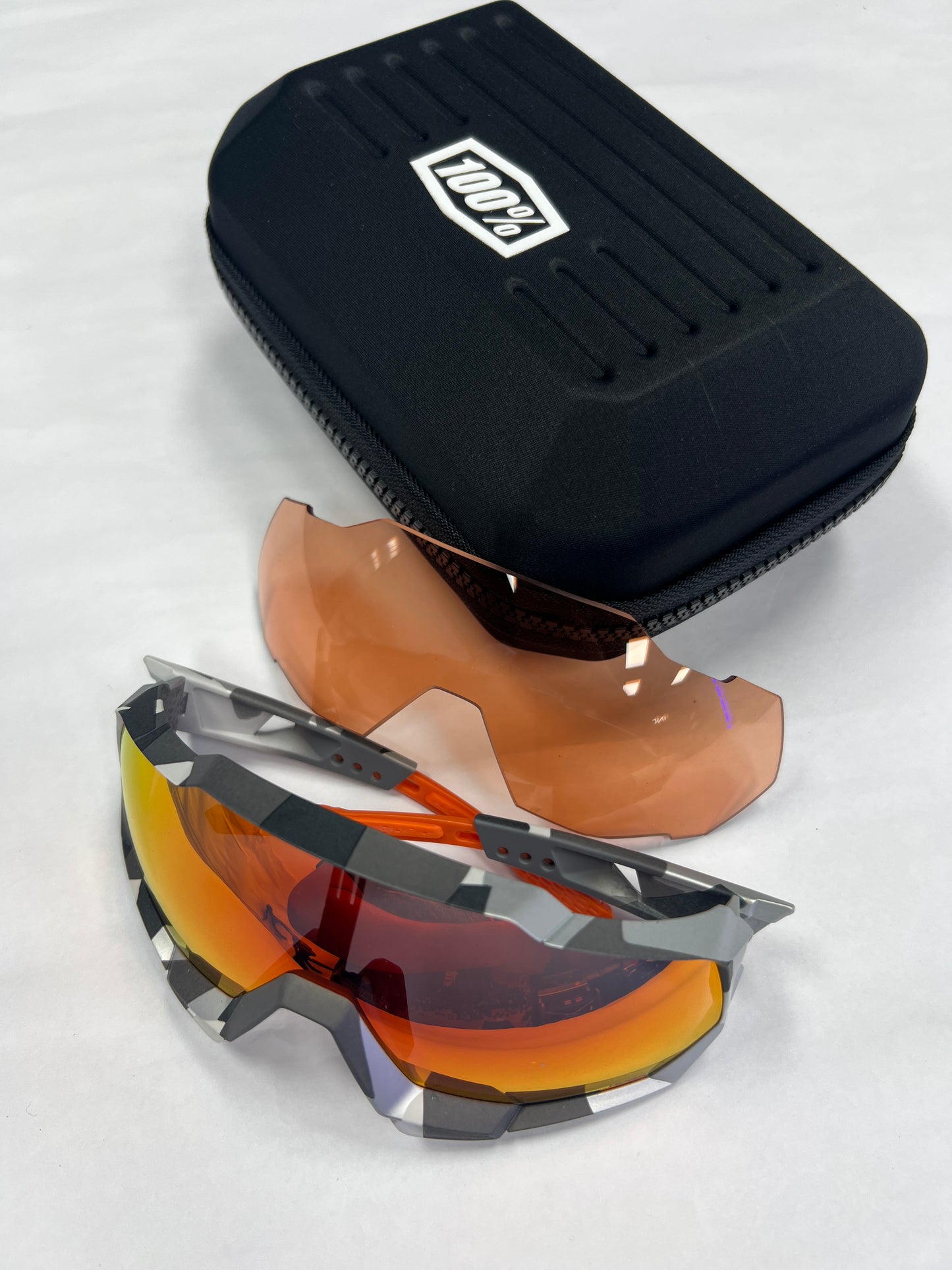 Lentes 100% SpeedTrap - Soft Tact Grey Camo HIPER Red Multilayer Mirror Lens