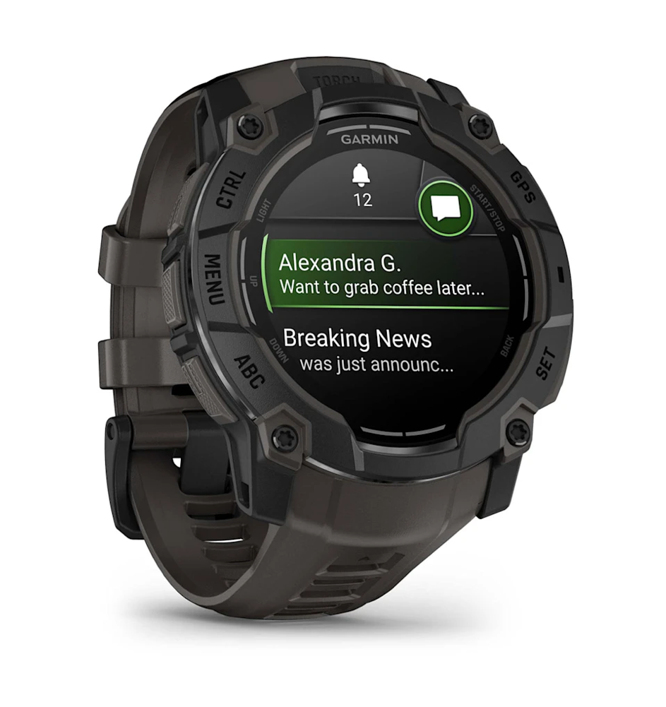 Instinct® 3 – 50 mm, AMOLED Negro con correa carbón