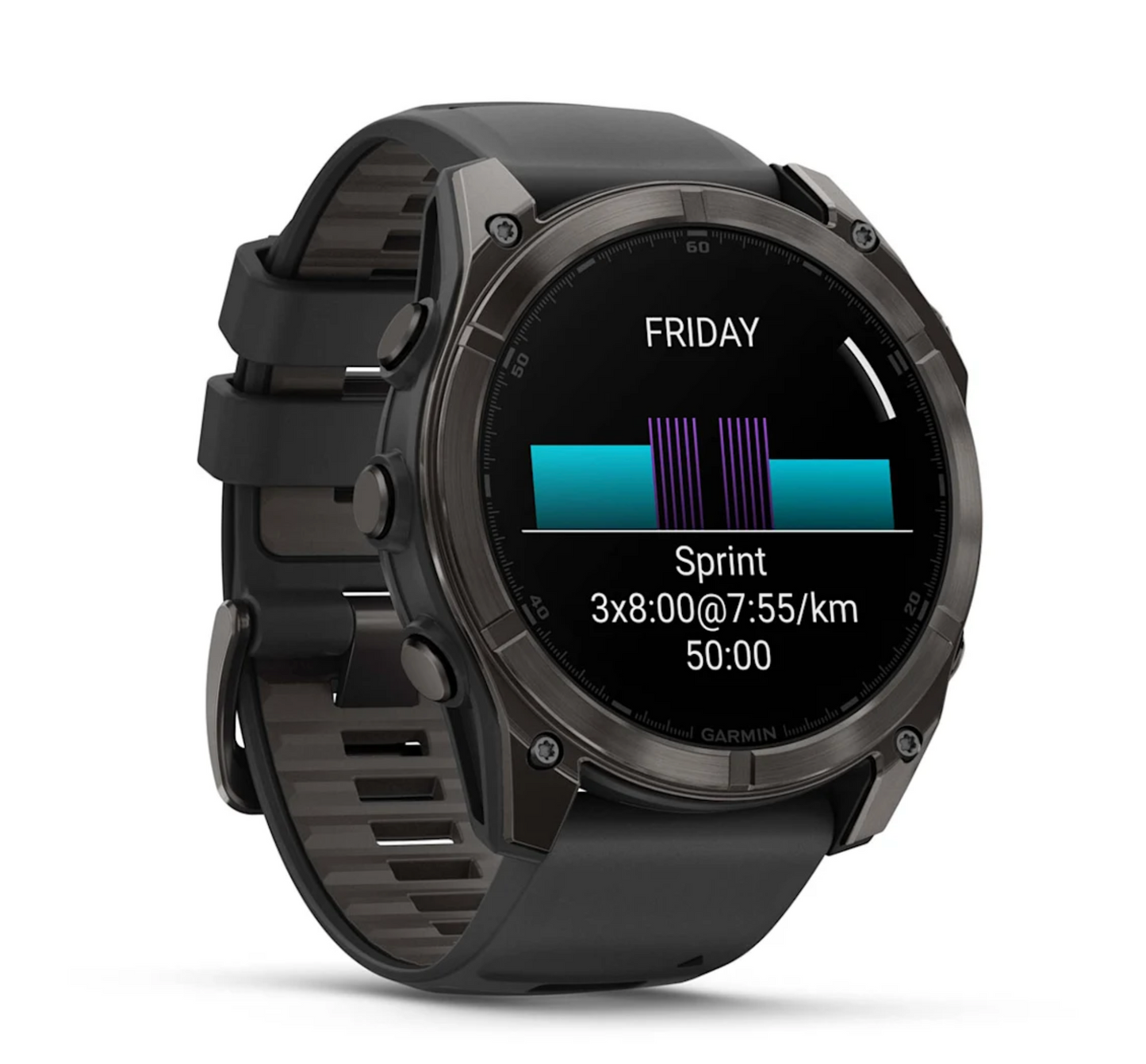 fēnix® 8 – 51 mm, AMOLED Sapphire, DLC de color gris carbón con correa de silicona negra